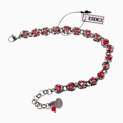 Armband Dames - RVS Verstelbaar Schakelsarmband met Rode Kristal