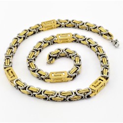Goud/Zilver 60cm x 8,5mm Stalen Vierkant Koningsketting