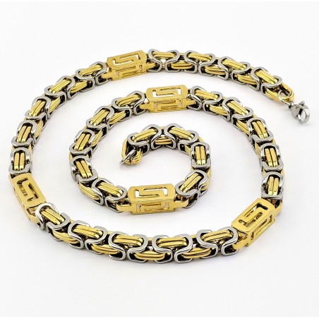 Goud/Zilver 60cm x 8,5mm Stalen Vierkant Koningsketting