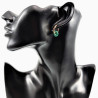 ∅16mm Oorringen met Malachiet Stenen - Verguld Stalen - Dames Oorbellen met donut en Buis Hangers