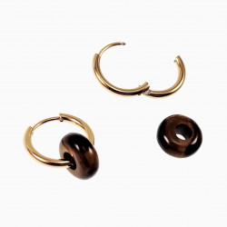 ∅16mm Dames Oorringen met Tijgeroog Stenen Donut Hangers Verguld RVS