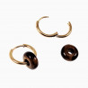 ∅16mm Dames Oorringen met Tijgeroog Stenen Donut Hangers Verguld RVS