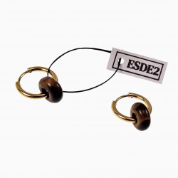 ∅16mm Dames Oorringen met Tijgeroog Stenen Donut Hangers Verguld RVS