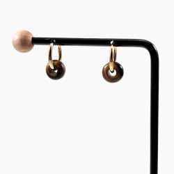 ∅16mm Dames Oorringen met Tijgeroog Stenen Donut Hangers Verguld RVS