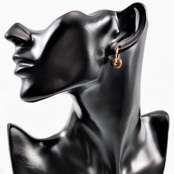 ∅16mm Dames Oorringen met Tijgeroog Stenen Donut Hangers Verguld RVS