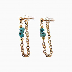 ∅4mm Boloorbellen met met Ketting en Turquoise Stenen Verguld Stalen