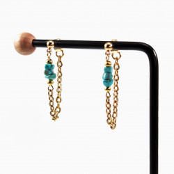 ∅4mm Boloorbellen met met Ketting en Turquoise Stenen Verguld Stalen