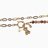 55cm Ketting Dames - Verguld Roestvrij Staal - Schakelketting met Natuursteen en Beerhanger