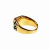 Ring Heren - Kroon Desing - Verguld Roestvrij Staal - Zwarte Emaille Zegelring