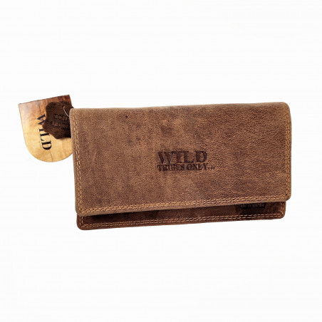 Overslag Portemonnee Dames Bruin Buffelleer RFID Protected Anti skim