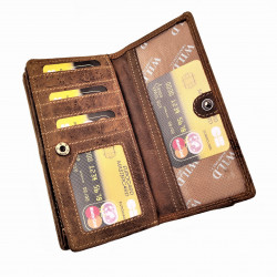Overslag Portemonnee Dames Bruin Buffelleer RFID Protected Anti skim