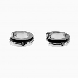 Bi-Color Oorringen Unisex Roestvrij Stalen Zwart/Zilver Kleur Oorbellen