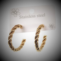 ∅30mm Oppen Oorringen met Slangenpatroon Dames Verguld RVS Gedraaid
