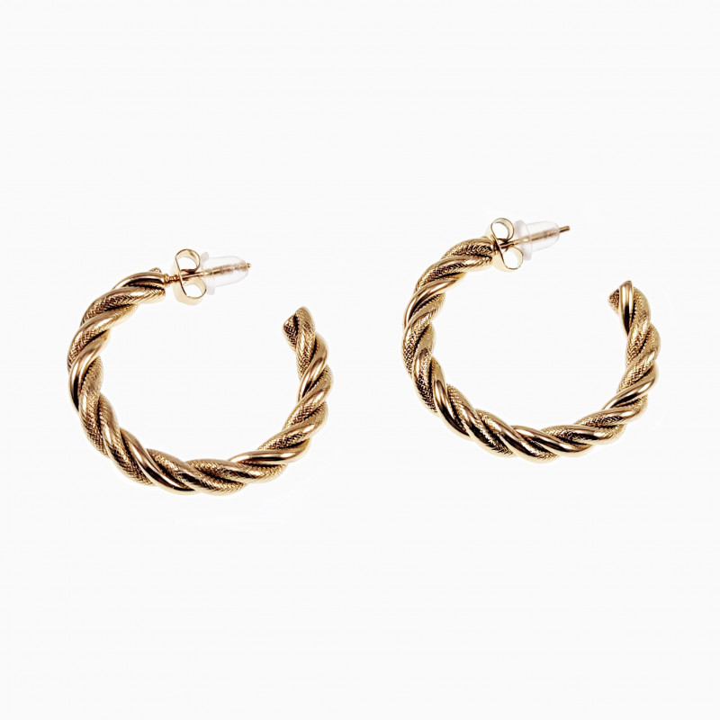 ∅30mm Oppen Oorringen Dames - Verguld Roestvrij staal - Gedraaid Oorbellen met Slangenpatroon