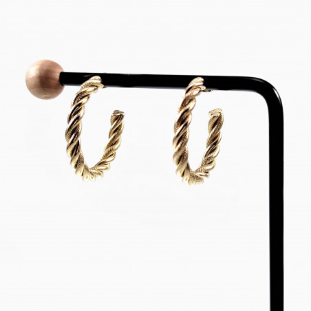 ∅30mm Oppen Oorringen Dames - Verguld Roestvrij staal - Gedraaid Oorbellen met Slangenpatroon
