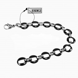Ronde Schakelsarmband - Zwart Keramiek - Titanium Staal - Armband Dames