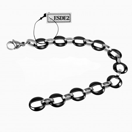 Ronde Schakelsarmband - Zwart Keramiek - Titanium Staal - Armband Dames