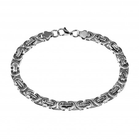 21cm x 6,5mm Platte Königsarmband Heren - Stalen Zilver Kleur - Schakelarmband