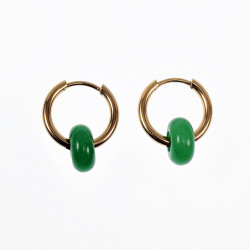 ∅16mm Oorringen met Maleisische Jade Stenen Donut Hangers Verguld RVS