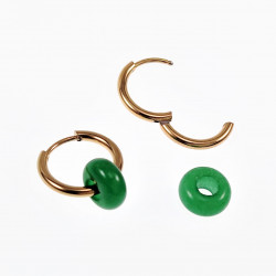 ∅16mm Oorringen met Maleisische Jade Stenen Donut Hangers Verguld RVS