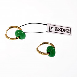 ∅16mm Oorringen met Maleisische Jade Stenen Donut Hangers Verguld RVS