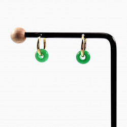 ∅16mm Oorringen met Maleisische Jade Stenen Donut Hangers Verguld RVS