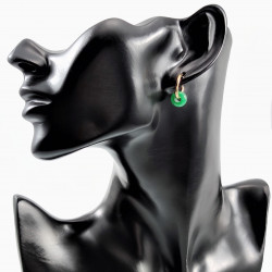 ∅16mm Oorringen met Maleisische Jade Stenen Donut Hangers Verguld RVS
