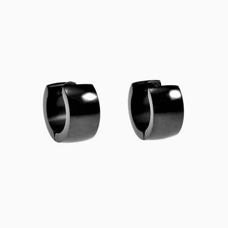 ∅13mm Brede Oorringen - RVS Zwarte PVC Coating Oorbellen Unisex