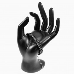 Dubbele Armband Dames - Roestvrij Stalen - Gefacetteerde Kristallen - Zwarte Kralenarmband - Verstelbaar