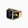 Zegelring Heren - Schorpioenen Ontwerp - Stalen Goudkleur - Ring met Onyx Steen