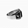 Zegelring Heren - Schorpioenen Ontwerp - Stalen Zilverkleur - Ring met Onyx Steen