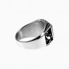 Zegelring Heren - Schorpioenen Ontwerp - Stalen Zilverkleur - Ring met Onyx Steen