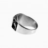 Zegelring Heren - Schorpioenen Ontwerp - Stalen Zilverkleur - Ring met Onyx Steen