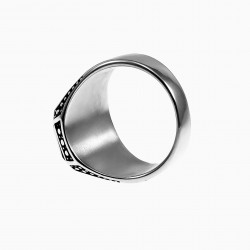 Zegelring Heren - Schorpioenen Ontwerp - Stalen Zilver Kleur - Ring met Onyx Steen