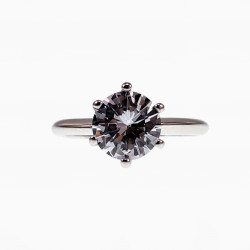 Solitaire Ring Dames - S925 Zilver Gerhodineerd - Een maat - Verstelbaar Ring - Ring met Zirkonia