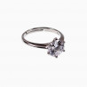 Solitaire Ring Dames - S925 Zilver Gerhodineerd - Een maat - Verstelbaar Ring - Ring met Zirkonia