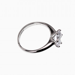 Solitaire Ring Dames - S925 Zilver Gerhodineerd - Een maat - Verstelbaar Ring - Ring met Zirkonia