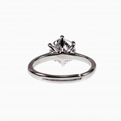 Solitaire Ring Dames - S925 Zilver Gerhodineerd - Een maat - Verstelbaar Ring - Ring met Zirkonia