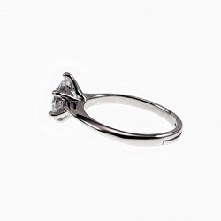 Solitaire Ring Dames - S925 Zilver Gerhodineerd - Een maat - Verstelbaar Ring - Ring met Zirkonia