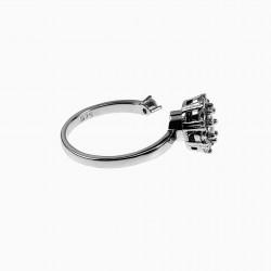 Ring Dames - S925 Zilver Gerhodineerd - Een maat - Verstelbaar Ring - Open Ring met Roterend Zirkonia