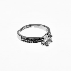Verlovingsring - Ring Dames - S925 Zilver Gerhodineerd - Een maat - Verstelbaar Ring - Ring met Zirkonia