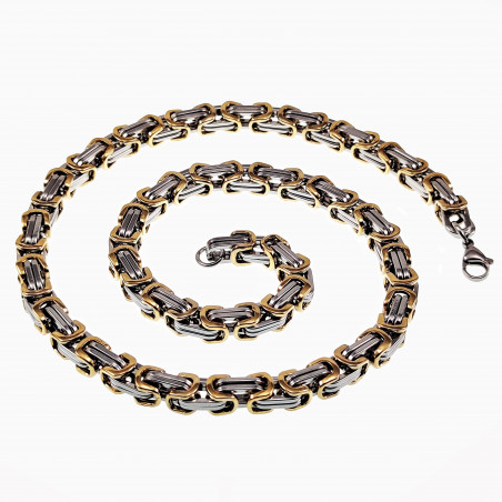 Vierkant Koningsketting Heren Stalen Goud/Zilver Kleur Schakelsketting
