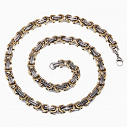 60cm x 8mm Vierkant Koningsketting Heren - Stalen Goudkleur-Zilverkleur - Schakelketting