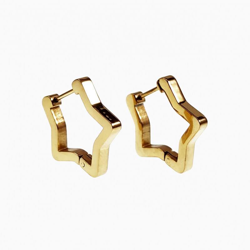 ∅20mm Oorringen Dames - Verguld Stalen - Stervormige Oorbellen ∅20mm Oorringen Dames - Verguld Stalen - Stervormige Oorbellen