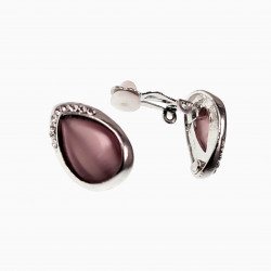 Druppelvorm Clip-on Oorbellen Dames Oorclips Paarse Cabochon Strass