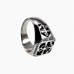 Zegelring Heren - Anker Ontwerp - Stalen Zilverkleur - Ring met Ankers