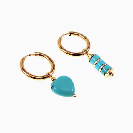 ∅18mm Oorringen met Hart en Buis Turquoise Stenen Hangers Verguld RVS