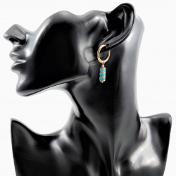 ∅18mm Oorringen met Turquoise Stenen - Verguld Stalen - Dames Oorbellen met Hart en Buis Hangers