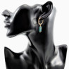 ∅18mm Oorringen met Turquoise Stenen - Verguld Stalen - Dames Oorbellen met Hart en Buis Hangers