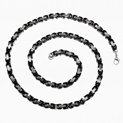 60cm x 6mm Vierkant Koningsketting Heren - Stalen Zwarte PVD-Coating/Zilverkleur - Schakelketting